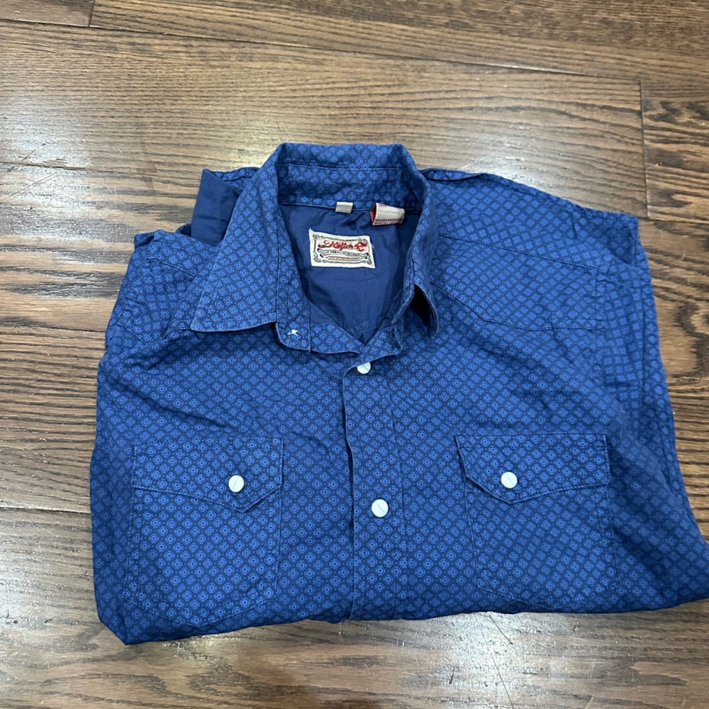 Roper Boys Navy Geometric Button Down Shirt